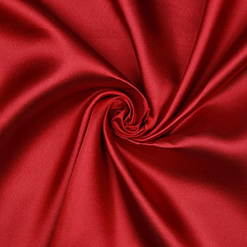 Tissu en polyester satiné liquide rouge anti-pli pour nappe de fête