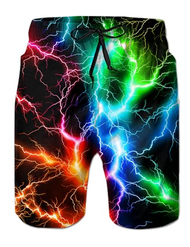 Fanient Herren Badehose Männer Badeshorts Cool Bunter Blitz Drucken...
