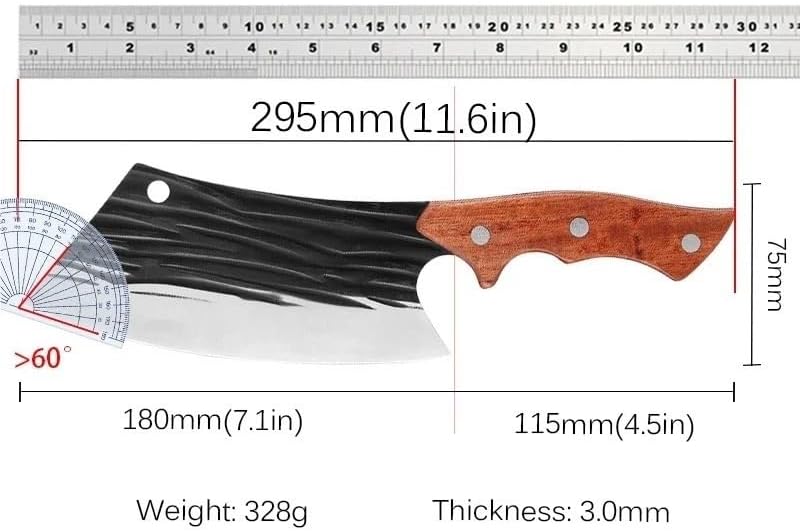 Meat Cleaver,Cleaver Knife 7.1 Inch Forged Kitchen Chef Knives Laser Pattern High Carbon Clad Steel Meat Fish Fruit Vegetables Slicing Butcher Cleaver Knife (Color : Forged Knife)