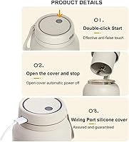 Vista 5 de Botella de jugo multiusos de gran capacidad, exprimidor portátil inalámbrico, botella de agua de doble tapa con popote, exprimidor eléctrico