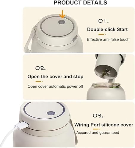 Miniatura 5 de Botella de jugo multiusos de gran capacidad, exprimidor portátil inalámbrico, botella de agua de doble tapa con popote, exprimidor eléctrico,