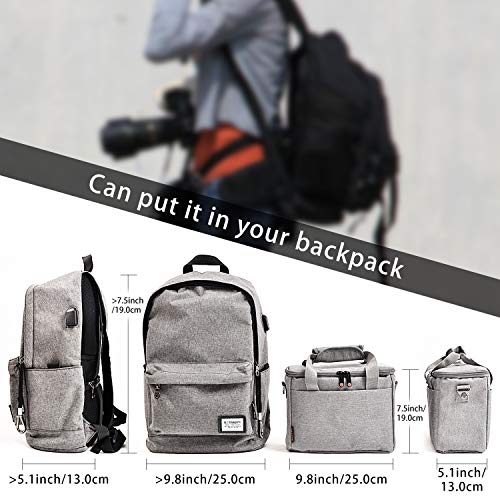 Bolsa para cámara FOSOTO con funda impermeable gris miniatura 4