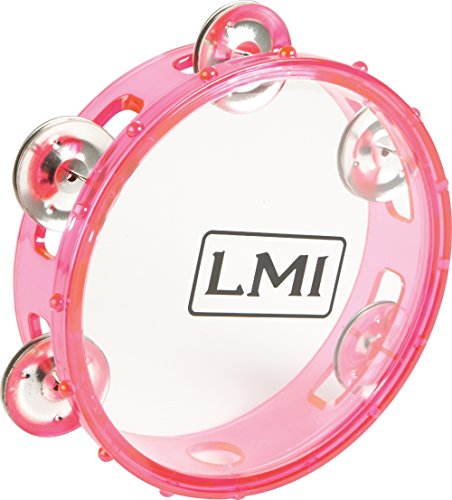 LMI Transparent Tambourine with Head Pink 15CM