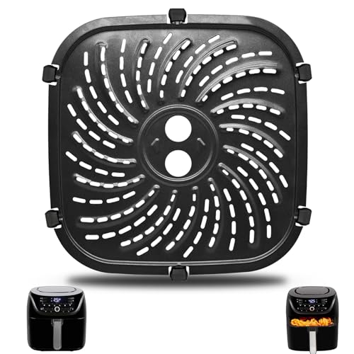 GWBSXM Air Fryer Grill Pan for PowerXL Vortex Pro 6 QT Air Fryer, Oval Nonstick 8.67''*8.67'' Air Fryer Accessories Replacement Parts Rack Tray Basket Crisper Plate with Rubber Bumpers,Dishwasher Safe