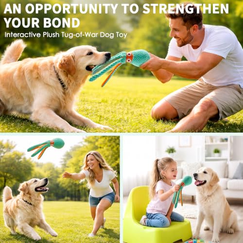 Image of Fuufome Squeaky Octopus Plush Dog Toy for Small Medium Dogs