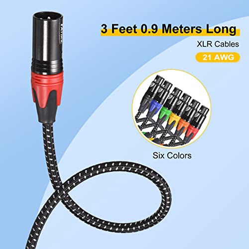 Patikil XLR Cables, 3ft 21AWG Microphone Speaker Cables Nylon Braided XLR Patch Cords 3-Pin Male to Female for Mic Mixer Pack of 6 - Image 2