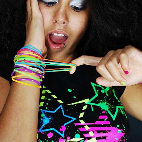 Hotop Multicolor Silicone Jelly Bracelets Hair Ties For Girls Women, 100 Pieces (Non Luminescent) #TOP2