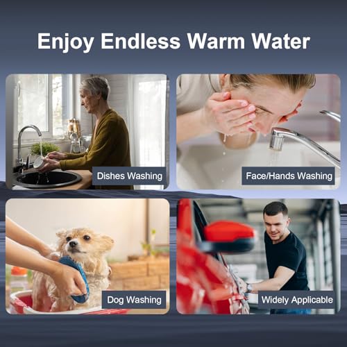 Image of Mini Tankless Instant Hot Water Heater Under Sink 3kW 120V Plug In, Large LED Digital Display with Big Control Knob, IPX4, Multi-Protection, 30-55℃ Thermostatic On Demand Electric Water Heater