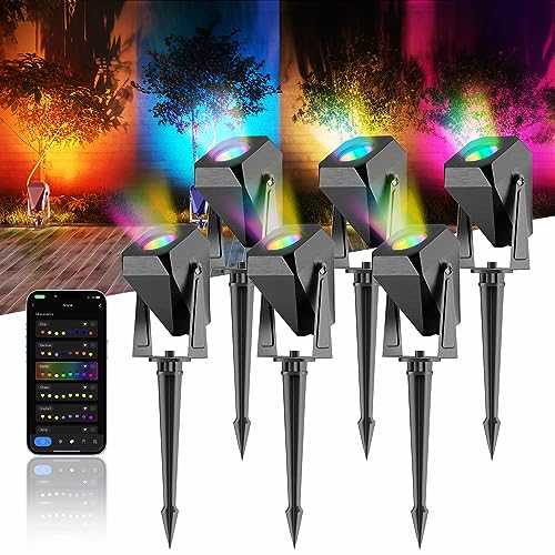 Nopoor Outdoor Spot Lights, IP65 Waterproof Outdoor Lights RGB Color Changing Spotlight, Low Voltage Landscape Lights Work with Alexa, Outdoor Uplights for Yard Garden Patio Halloween Decorations Nopoor Outdoor Spot Lights, IP65 Waterproof Outdoor Lights RGB Color Changing Spotlight, Low Voltage Landscape Lights Work with Alexa, Outdoor Uplights for Yard Garden Patio Halloween Decorations