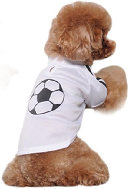 Pet Small Dog Teddy Cartoon Football Printing Casual Sports Vest T-shirt (S(Back 10.6" Chest 14.9" ), White)