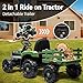 Okybaby 24V Ride on Tractor with Trailer, 400W Electric Car for Kids, Toddler Ride On Toy W/Remote Control, 3 Speed Adjustable, MP3, Bluetooth, LED Light, Green