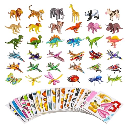 100Pcs 3D Puzzle 3D Cartoon Puzzle Activity for Family Bonding and Skill Development Dinosaur Puzzle and Animal Models Compact Size 8.5 x 6 x 3 cm