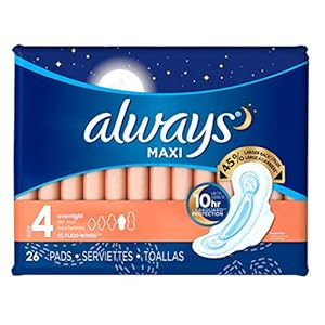 Always Pads Size 4 Maxi 26 Count Overnight (Pack of 6)