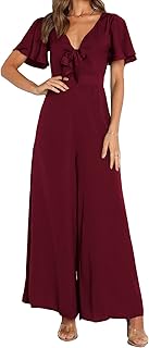 Sponsored Ad - Merzhiiry Upgraded Sexy Ruffled Short Sleeve V-Neck Jumpsuit for Women Dressy Summer Casual Formal Evening ...