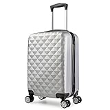 Valise Cabine 55 cm ABS Bagage Cabine Rigide 4 Roues Avion ryanair 4 Couleurs 40L(Gris)