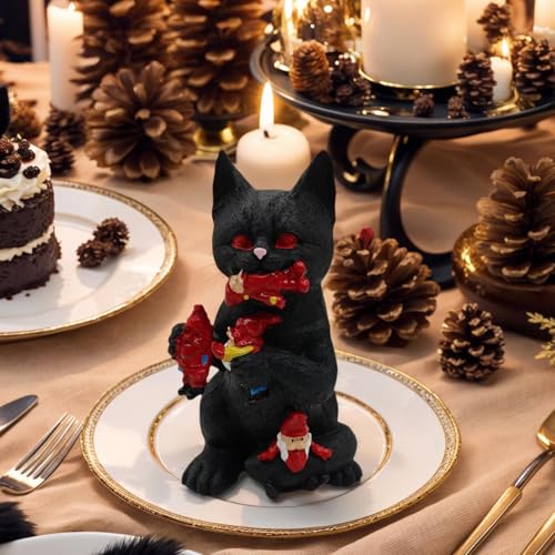 Figurine de chat noir pour bibliothèque et décoration de salon chaleureux