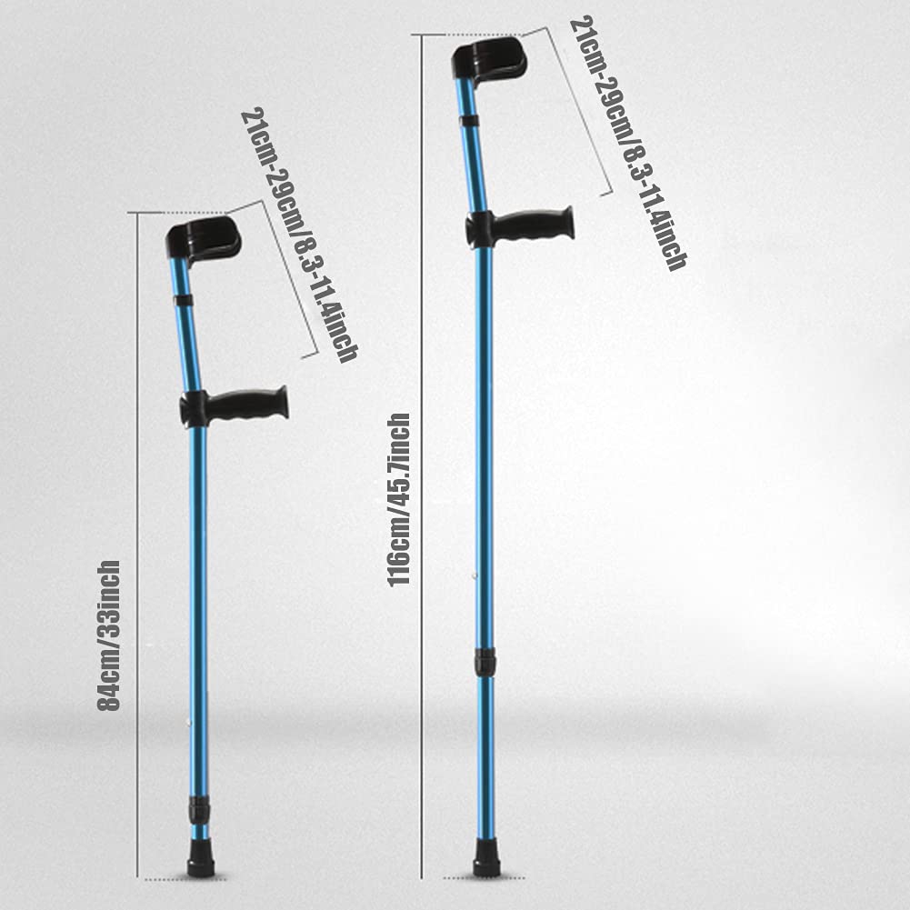 Muleta de antebrazo, muleta plegable portátil para caminar para adultos, muleta de bastón telescópica ajustable para personas mayores discapacitadas, azul