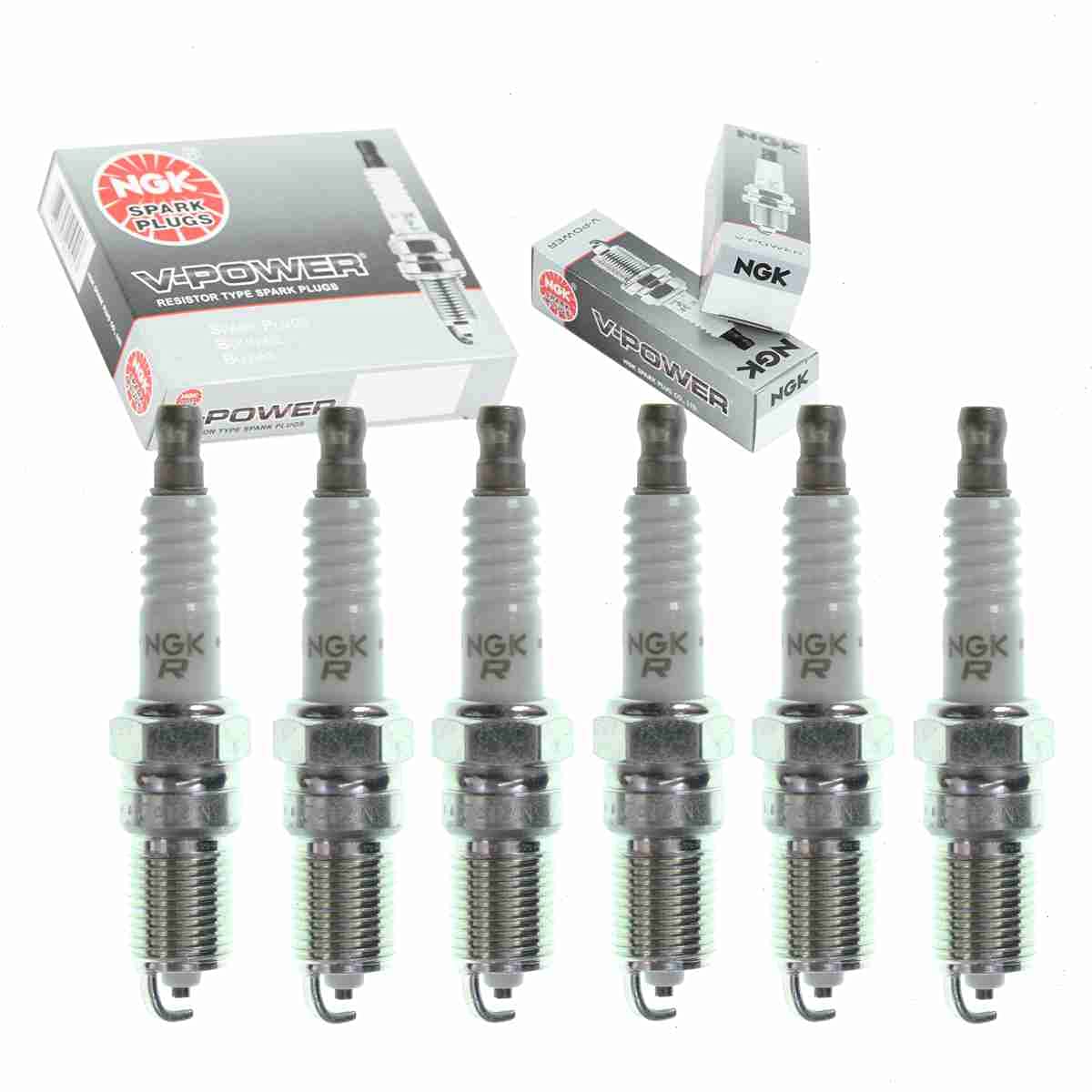 6 pc NGK V-Power Spark Plugs compatible with GMC Jimmy 4.3L V6 1996-2005