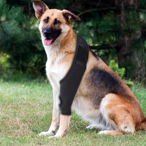 PARFCO Leckschutz Hund Hinterbein, Hunde Kniebandage Hinterbein für Vorder und Hinterbeine, Schwarz Leckschutz Hinterbein Hund für Ellbogenschutz Stütze, XL