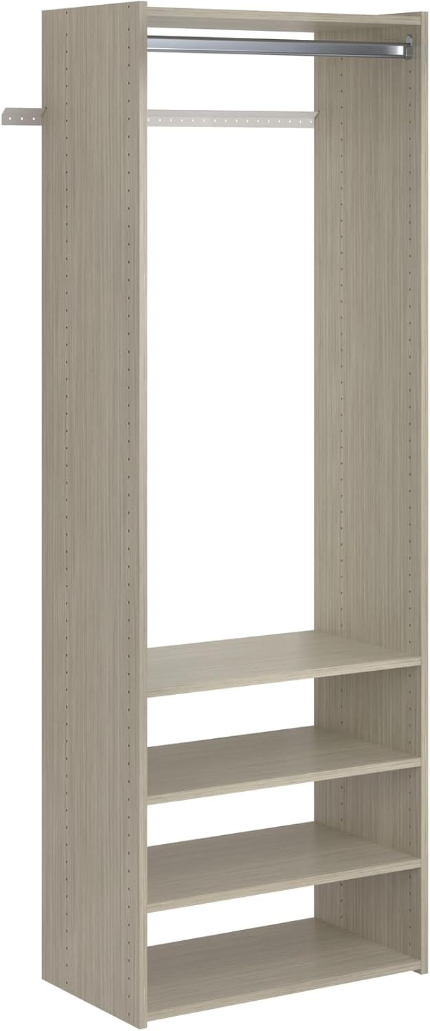 Easy Track Select Tower Wood Closet Organizer, White