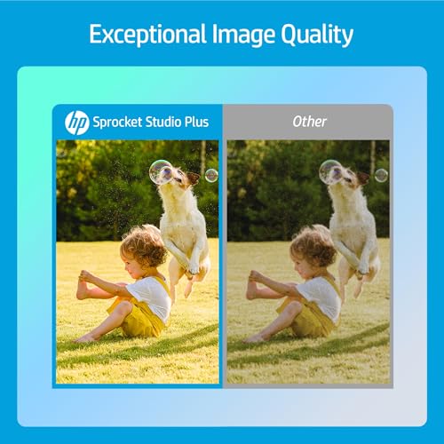 HP Sprocket Studio Plus 4x6 Wireless Instant Photo Printer, 10 Sheets + Cartridge, Wi-Fi, Premium Dye Sublimation, Compact Home Use, Prints Vibrant Color Pictures, Editing App for Creative Photos