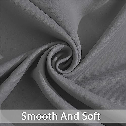 Yakamok Blackout Curtains Room Darkening Thermal Insulated Window Panels,Solid Grommet Top Drapes for Bedroom/Living Room(52Wx90L, Grey, 2 Panels)