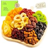 NUT CRAVINGS - Dried Fruit & Mixed Nuts Gift Basket in Wooden Apple-Shaped Tray (9 Assortments) Food...