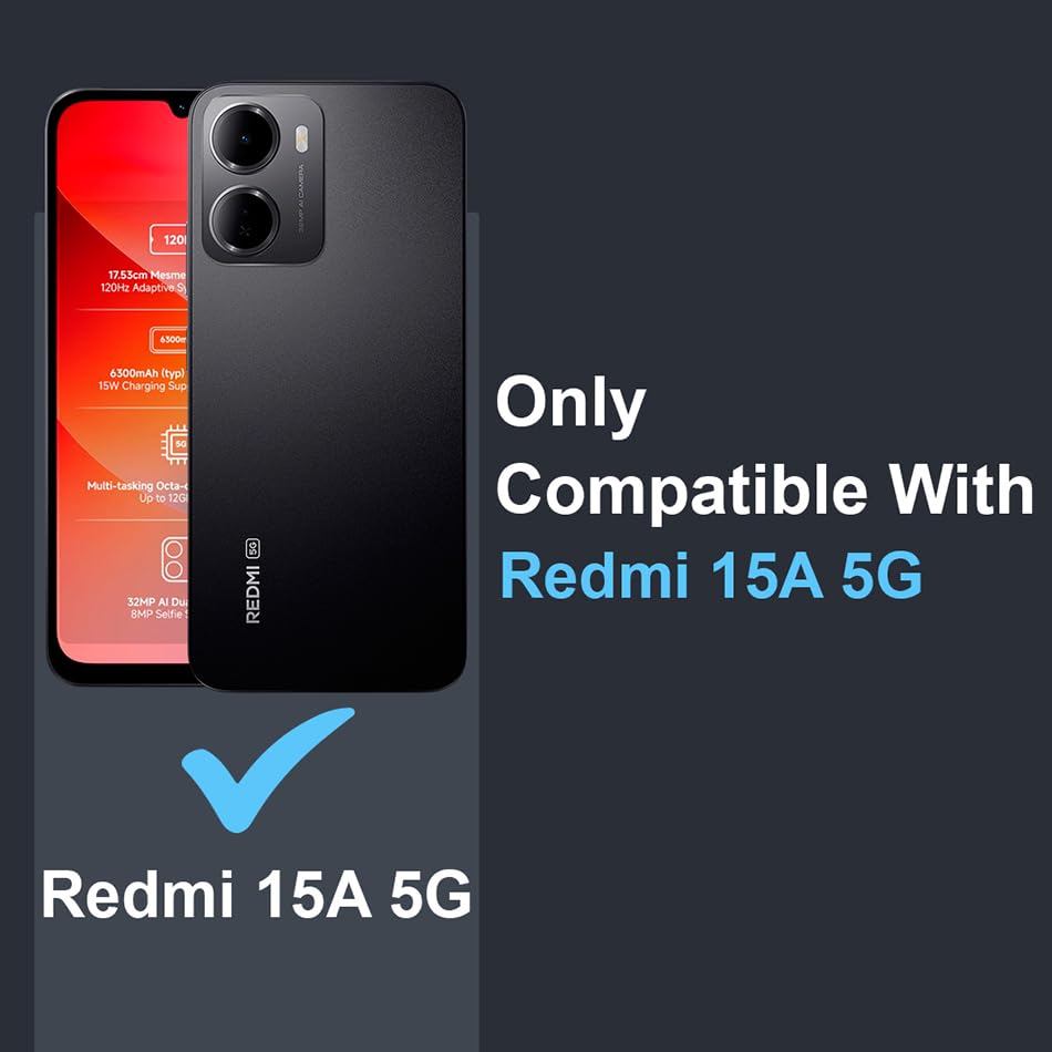 Image of Fashionury Crystal Clear Case for Redmi 15A 5G | Yellowing Resistance | Transparent TPU Silicone | Raised Camera Lips | Slim Transparent Cover