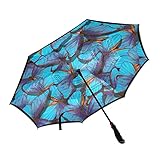 Nota: no automático. Material: poliéster, varillas de fibra de vidrio, tela impermeable. Tamaño: toldo de 48.8 pulgadas, longitud sin abrir: 31.5 pulgadas, paraguas invertido con mango en forma de C.