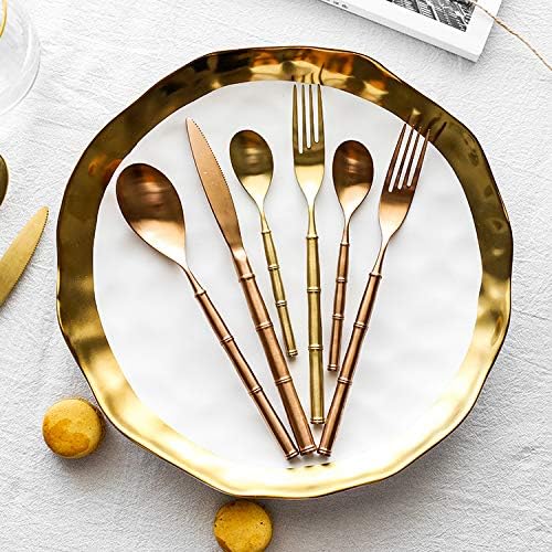 Silverware Flatware Cutlery Set, 4/16/24/32/40/48 Pieces 304 Stainless Steel Rose Gold Main Meal Knives, Forks, Spoons And Tea Spoons For Hotel Restaurants, Rose Gold 32 ,Rose Gold-40 Pieces for 10