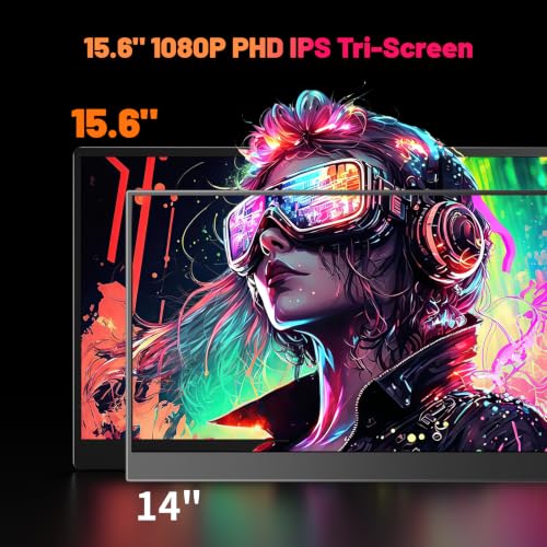 Image of 15.6 inch Laptop Screen Extender, 1080P FHD Triple Portable Monitor, One Cable USB-C Dual Portable Monitor, IPS Travel Monitor for 12 inch-17'' Laptops, MacOS /Windows(Driver Need)