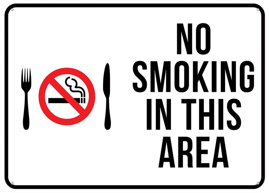 No Smoking In This Area Aluminum Metal Sign 12"x8" Pre-Drilled Holes For Easy Mounting Indoor/Outdoor Use - Fence/Door/Gate