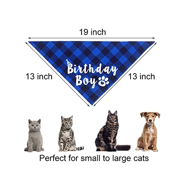 Jotfa cat birthday party supplies, plaid cat kitten birthday boy bandanas with cat birthday hat cat bow tie birthday number for cat kitten birthday decorations - image 6