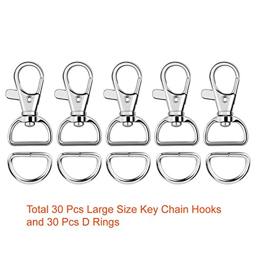 image for Paxcoo 60Pcs Swivel Snap Hooks and D Rings for Lanyard and Sewing Proj
