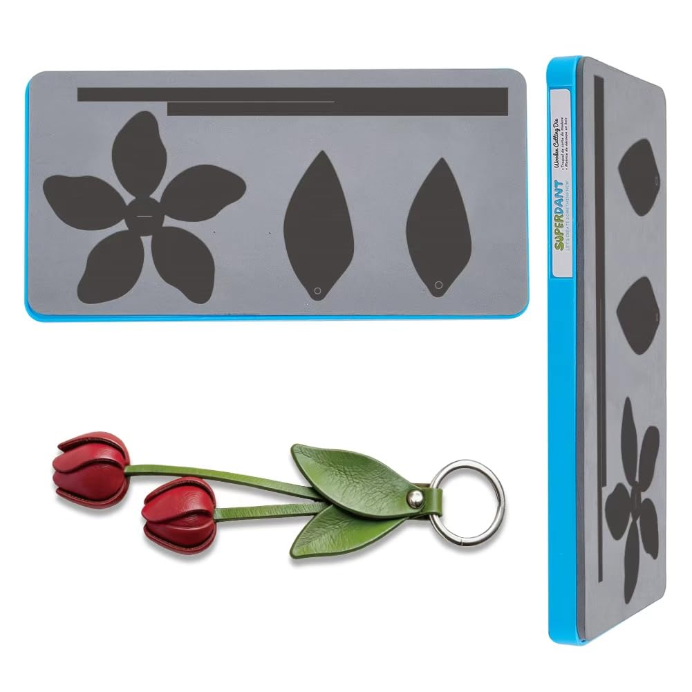 Troquel de cuero de madera para crear llaveros de tulipán y etiquetas de bolsos en casa