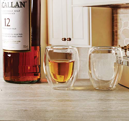 Circleware Thermax Double Wall Insulated Heat Resistant Glass Espresso Shots Set Of 2 Home & Kitchen Beverage Drinking Entertaining Latte Cappuccino Tea And Coffee Glassware Cups, 2.7 Oz, Clear #TOP2