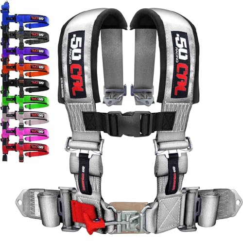 50 Caliber Racing Silver 4 Point Harness with 3 Straps for Cars Trucks UTV and Off Road Vehicles [6006]