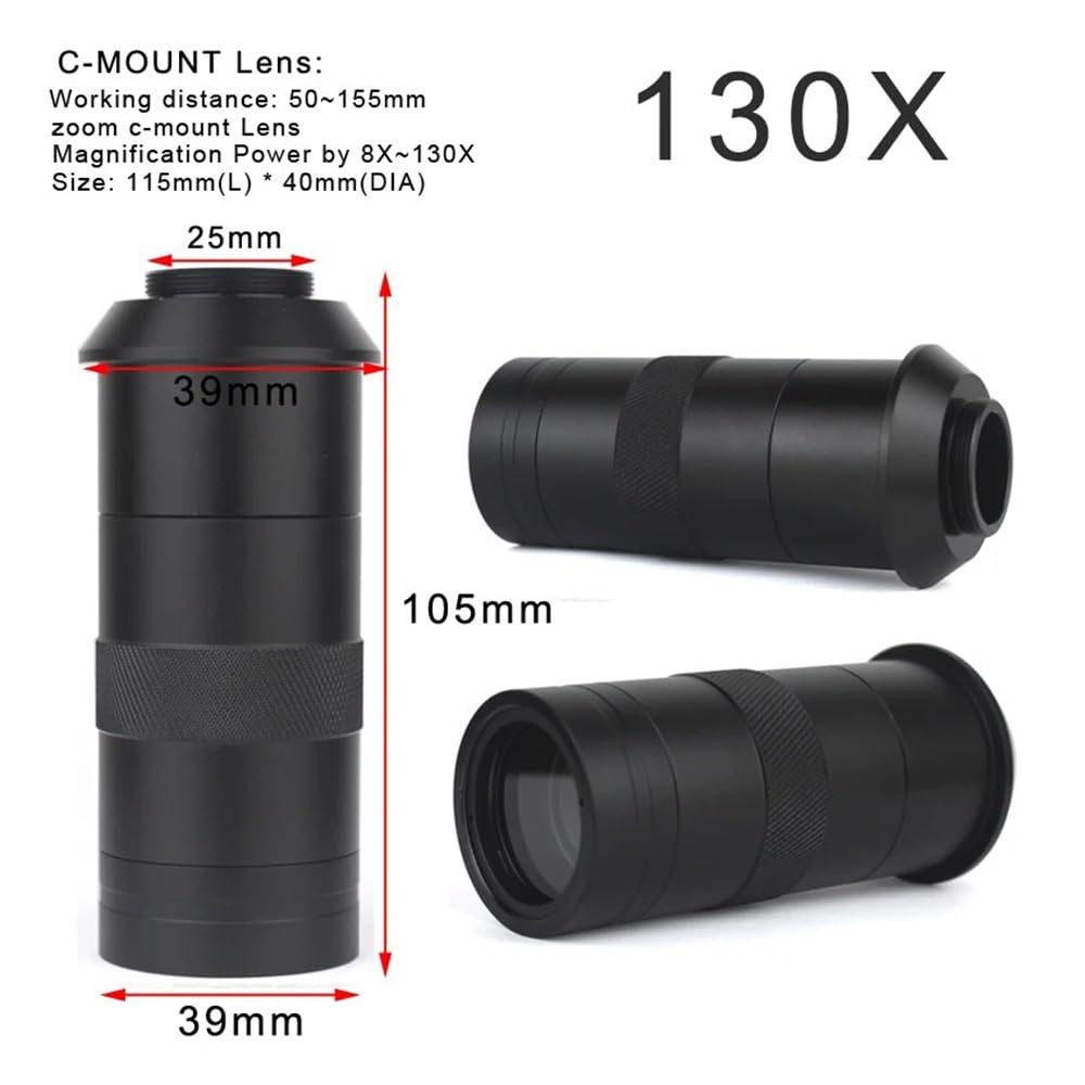 Microscope 14MP 60FPS HDMI USB Electronic Digital Video Microscope Camera 180/130X Zoom C Mount Lens 56 LED for Phone Chip PCB Repair Tools(E 130X No Bracket)