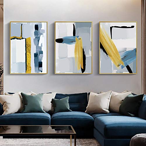 Cuadros artísticos de pared para oficina moderna con impresiones abstractas azul marino de lona