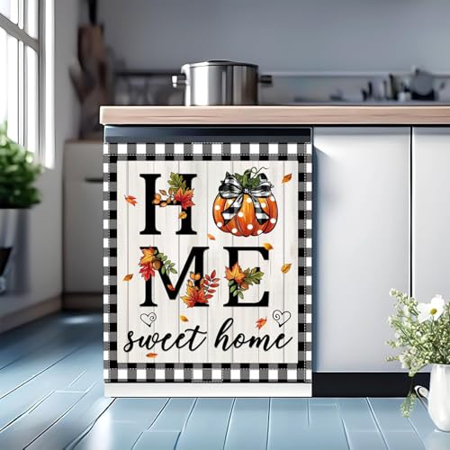 Image of Fall Thanksgiving Dishwasher Magnet Cover, 23x26In Sweet Home Dishwasher Magnet Sticker for Kitchen Pumpkin Decor Dish Washer Magnetic Covers Autumn Fridge Panel Decal Magnets Cover