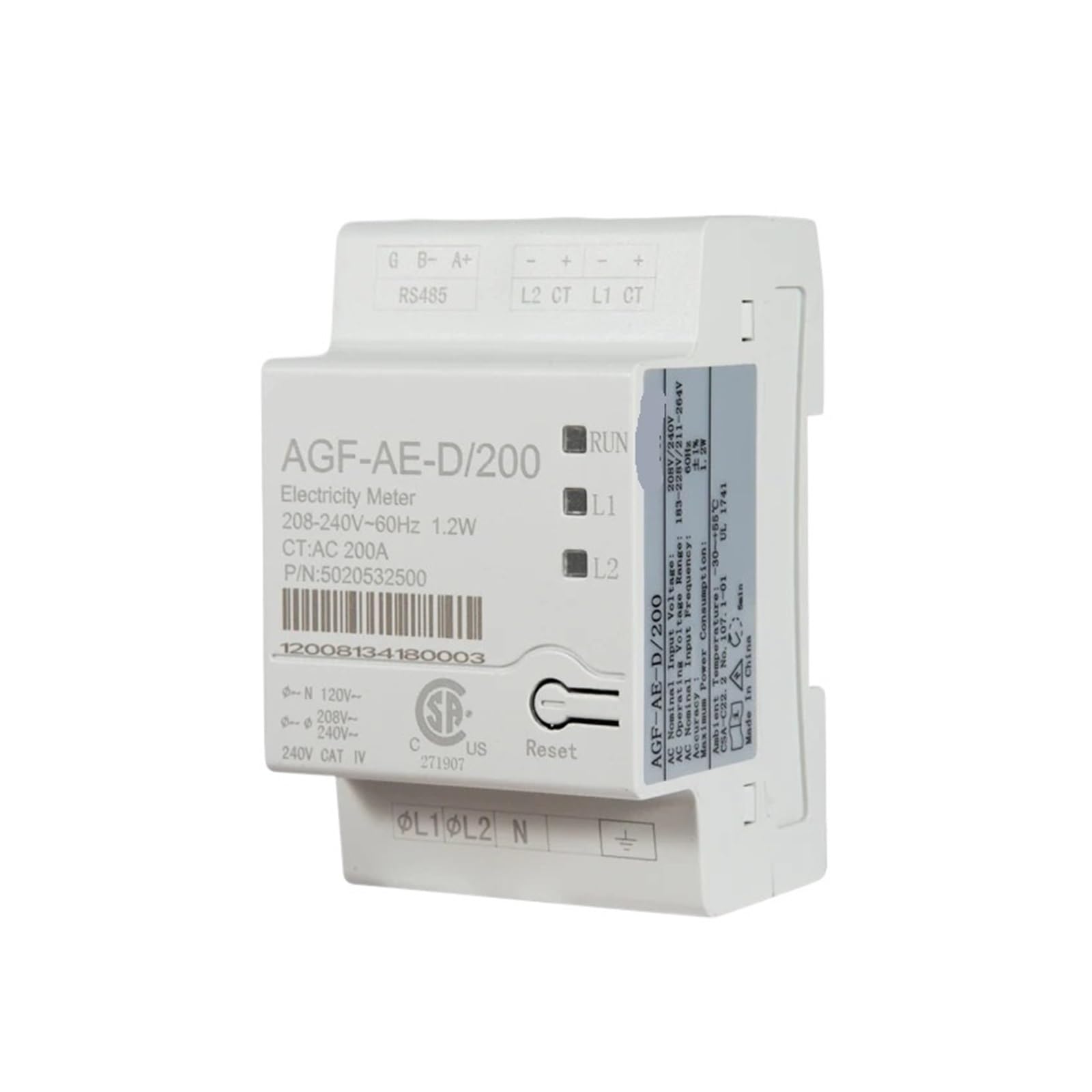 Medidor de gestión de energía AGF-AE-D/200 de 208V CA y exportación cero