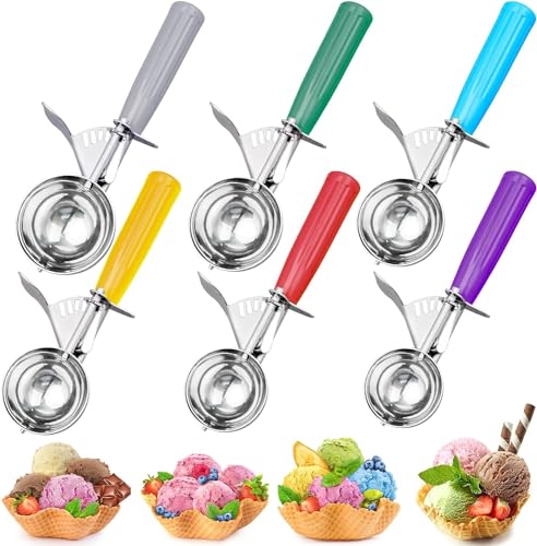 6 Pcs Cookie Scoop Set, Ice Cream Scoop Set, Multiple Size Disher Scoops, Professional 18/8 Stainless Steel Cupcake Scoop