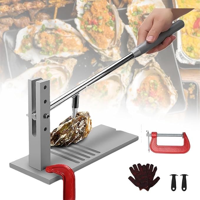 Juego de cuchillos para ostras con guante resistente a los cortes y clip, herramienta portátil de apertura de mariscos para un uso doméstico fácil