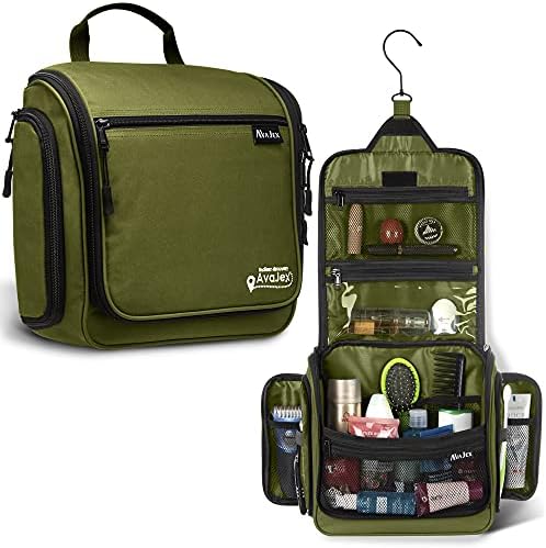 AvaJex Travel Toiletry Bag for Men and Women - Large Hanging Toiletry Organizer - Waterproof Hygiene Bag with Metal XXL Swivel Hook, YKK Zippers and 19 Compartments for Toiletries, Makeup, Cosmetics