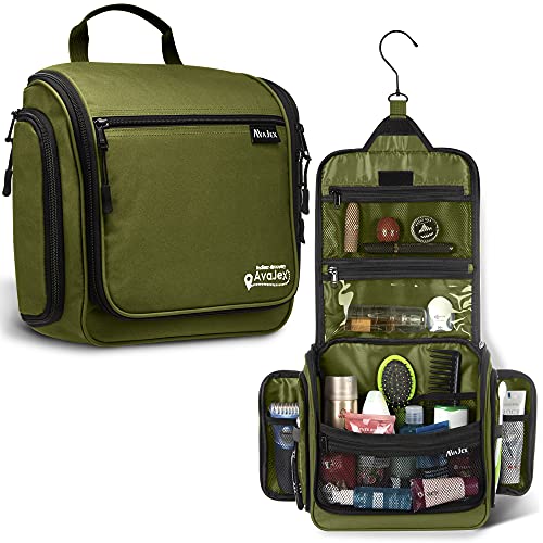 Travel Toiletry Bag for Men and Women – (10.6”x10.6”x3.2”) Large Hanging Toiletry Organizer – Waterproof Hygiene Bag with Metal XXL Swivel Hook, with Sturdy Zippers and 19 Compartments for Toiletries