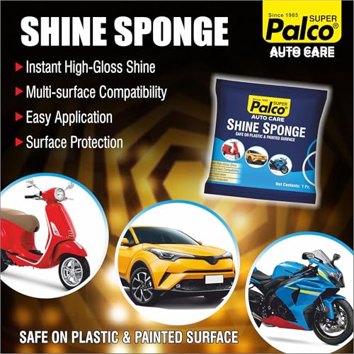 Image of PALCO Combo Auto Care 3 Products | Interior Cleaner 500ml, Shine Sponge, and Windshield Cleaner, Auto Care Solution For Removing Dirt & Shining Cars and Bikes