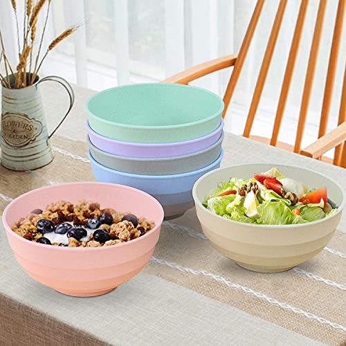 Wheat Straw Bowls Set 60 Oz Unbreakable Large Cereal Bowls Set Of 6 Microwave And Dishwasher Safe Bowls Big Bowls For Eating Bpa Free Eco Friendly Soup Bowl For Serving Oatmeal And Salad Etc… #TOP2