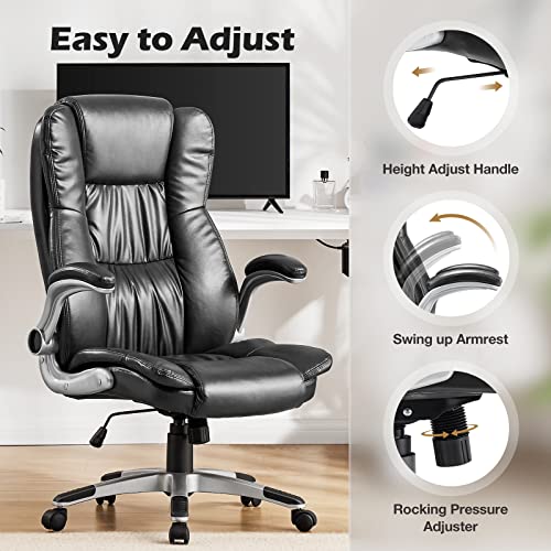 Olixis Executive Adjustable Height Modern Pu Leather Office Chair, Black #TOP3