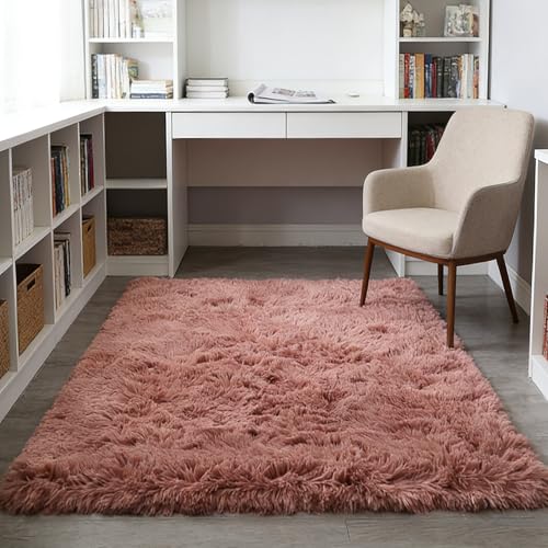 Tapis antidérapant épais et lavable grand format rose - 2