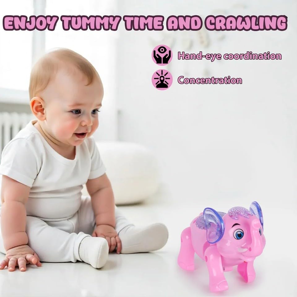 Image of Light-Up Walking Elephant Toy for Kids | Musical LED Flashing Animal Toy with Colorful Lights | Electric Moving Cartoon Elephant Toy for Toddlers, Boys & Girls | Fun Gift for Children